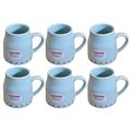 Kunhar Ceramic Tea Cups, Coffee Cups - 6 Pieces, Blue Hosta, 160 Ml