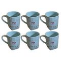 Kunhar Ceramic Tea Cups, Coffee Cups - 6 Pieces, Blue Hosta, 150 ml