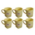 Kunhar Ceramic Tea Cups, Coffee Cups - 6 Pieces, Yellow, 150 ml