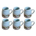 Kunhar Ceramic Tea Cups, Coffee Cups - 6 Pieces, Blue Hosta, 160 Ml