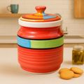 Kunhar Ceramic Jars (1000 ML) – Handcrafted Multipurpose Barni with Lid for Pickle, Chutney, Spices, Salt, Sugar – Kitchen Storage Containers, Red