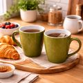 Kunhar Ceramic Milk Mug, Coffee Mug - 2 Pieces, Muddy Green, 350ml