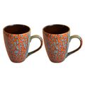 Kunhar Ceramic Milk Mug, Coffee Mug - 2 Pieces, Orange Blue, 350ml