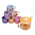 Kunhar Ceramic 6 Cups and 1 Kettle Tea Cup Set - Multicolor