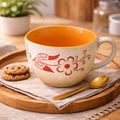 Kunhar Ceramic Jumbo Coffee Mug Soup Mug Noodle Mug - 350 ML - Microwave Safe & Freezer Safe, Set of 1, White Yellow Flower