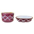 KunhaR Ceramic 2-Piece Bathroom Accessory Set, Purple Brown (Liquid Soap Dispenser 300 ML, Soap Dish Holder and Toothbrush Holder)