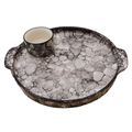 KunhaR Ceramic Platter, Pizza Plate, Round Serving Plate with Serving Chutney Bowl, 8 Inch, Black Luster