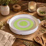 Kunhar Ceramic Snacks Serving Tray, Pizza Plate - 1 Piece, Grey Green, 10 Inch