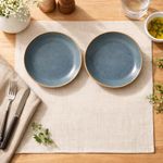 Kunhar Ceramic Quarter Plates Set of 2, 7 Inch | Sage Green Rustic Finish | Premium Glazed Stoneware | Microwave & Dishwasher Safe | Side Plates for Snacks, Starters, Dessert & Breakfast