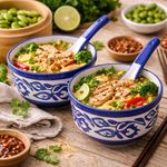 Kunhar Ceramic Serving Bowls – 260 ML, 2 Pieces with 2 Spoon, Blue Luster