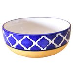 Kunhar Ceramic Serving Bowls (Yellow Blue, 1500 ml) - 1 Piece
