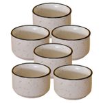 Kunhar Ceramic Sauce Holder - 56 ML, 6 Pieces, White Matt Black Border