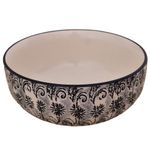 Kunhar Ceramic Bowls - 600 Ml, 1 Piece, White Black