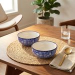 Kunhar Ceramic Mixing Bowls, Microwave Safe Bowl for Kitchen, Freezer & Dishwasher, Ideal for Snacks, Rice, Salad, and Noodles - 800 ML, 2 Pieces, Blue Luster