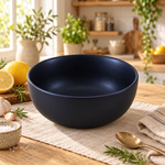 KunhaR Ceramic Serving Bowl, 800 ml, Black Matt, Multipurpose Bowl for Mixing, Serving, Salads, Pasta & Snacks, 1 Piece
