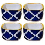 Kunhar Ceramic Sauce Holder - 56 ML, 4 Pieces, Yellow Blue