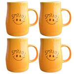 Kunhar Ceramic Coffee Mug, Ceramic Milk Mug - 4 Pieces, Orange, 350 ml