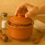 Kunhar Multipurpose Ceramic Donga – Terracotta | 450 ML Lidded Serving Donga | Microwave & Dishwasher Safe | Ideal for Gravy, Dal, Curry & More