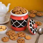 Kunhar Ceramic Jars (1000 ML) – Handcrafted Multipurpose Barni with Lid for Pickle, Chutney, Spices, Salt, Sugar – Kitchen Storage Containers, Red Black