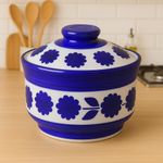 Kunhar Multipurpose Ceramic Donga – Dark Indigo | 270 ML Lidded Serving Donga | Microwave & Dishwasher Safe | Ideal for Gravy, Dal, Curry & More