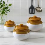 Kunhar Ceramic Multipurpose Jar, Pickle Jars - 400 Ml, 750 Ml, 1200 Ml, Set Of 3, Multicolor