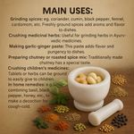 KunhaR Natural White Marble Mortar and Pestle Set, Imam Dasta, Ohkli Musal, Kharal - 3 x 2.5 Inches, White, (Half Polish)