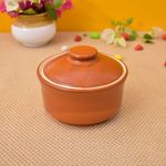 KunhaR Multipurpose Ceramic Donga – Terracotta Plain | 270 ML Lidded Serving Donga | Microwave & Dishwasher Safe | Ideal for Gravy, Dal, Curry & More