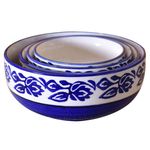Kunhar Ceramic Mixing Bowl Set – 4 Pieces (1500ml, 800ml, 600ml, 400ml), Blue Vine – Durable, Microwave & Dishwasher Safe – Ideal for Mixing, Serving & Storage