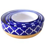 Kunhar Ceramic Mixing Bowl Set 4 Pieces Yellow Blue – 1500ML 800ML 600ML 400ML Microwave Dishwasher Safe for Mixing Serving Storage