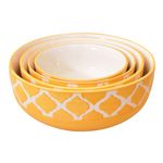Kunhar Ceramic Mixing Bowl Set – 4 Pieces (1500ml, 800ml, 600ml, 400ml), Yellow – Durable, Microwave & Dishwasher Safe – Ideal for Mixing, Serving & Storage