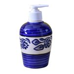 Kunhar Ceramic Liquid Soap Dispenser, 300 Ml, Blue Vine
