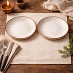 Kunhar Ceramic Dinner Plates 10 Inch Set of 2 | Rustic Ivory Speckled Finish | Premium Glazed Stoneware | Microwave & Dishwasher Safe | Serving Plates for Dinner, Pasta & Salad
