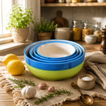 Oncilla Ceramic Mixing Bowl Set – 4 Pieces (1500ml, 800ml, 600ml, 400ml), Lime Green / Apple Green – Durable, Microwave & Dishwasher Safe – Ideal for Mixing, Serving & Storage