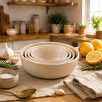 Oncilla Ceramic Mixing Bowl Set – 4 Pieces (1500ml, 800ml, 600ml, 400ml), Light Cream / Ivory – Durable, Microwave & Dishwasher Safe – Ideal for Mixing, Serving & Storage