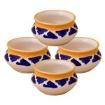 Kunhar Ceramic Sauce Holder - 90 ML, 4 Pieces, Yellow Blue
