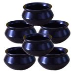 Kunhar Ceramic Sauce Holder - 90 ML, 6 Pieces, Black Matt