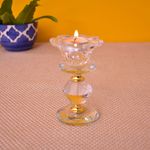 KunhaR Crystal Glass Candle Holder, Elegant Heavy Crystal Cuboid Tealight Holder