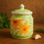 Kunhar Ceramic Jars (600ML) – Handcrafted Multipurpose Barni with Lid for Pickle, Chutney, Spices, Salt, Sugar – Kitchen Storage Containers, Green