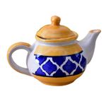 KunhaR Ceramic Teapot - 1 Piece, Yellow-Blue, 1000 ml