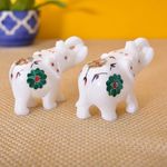 Kunhar Natural White Marble Elephant Figurine | Marble Elephant Showpiece
