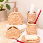 KunhaR 4-Piece Bathroom Accessories Set – Liquid Soap Dispenser, Soap Dish, Toothbrush Holder & Tumbler