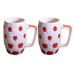 Kunhar Ceramic Beer Mug 800 Ml, White Red Set of 2