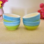 Kunhar Ceramic Hand Painted Dessert Bowls - 150 Ml, 4 Pieces, Green