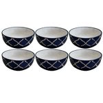 Kunhar Ceramic Hand Painted Dessert Bowls - 200 Ml, 6 Pieces, Blue Chidi