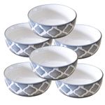 Kunhar Ceramic Hand Painted Dessert Bowls - 200 Ml, 6 Pieces, Gray
