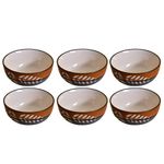 Kunhar Ceramic Hand Painted Dessert Bowls - 200 Ml, 6 Pieces, Brown Grey
