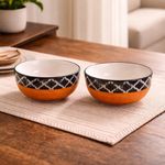 Kunhar Ceramic Bowls - 400 ML, 2 Pieces, Red Chidi
