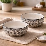 Kunhar Ceramic Bowls - 400 Ml, 2 Pieces, White Black