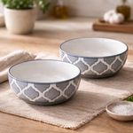 Kunhar Ceramic Serving Bowls (Grey, 400 ml) - 2 Pieces