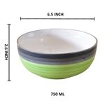 Kunhar Ceramic Serving Bowls (Green Gray, 800 ml) - 1 Piece